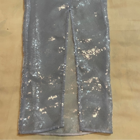 MISCREANTS x REVOLVE- Kaia Dress Maxi Baby Blue Sequin Size UK 8 / US S - Picture 9 of 11